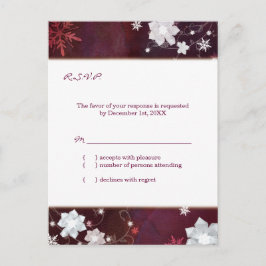 Merlot White Winter Floral Wedding RSVP Einladungspostkarte