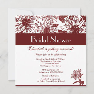 Merlot Wine Sunflower Bridal Dusche Einladung