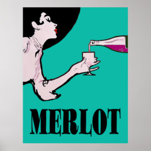 Merlot Wine Vintag Lady Posters Poster