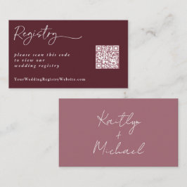 Merlot Wine Wedding Registry Modern QR Code Enclos Begleitkarte
