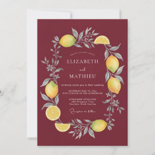 Merlot-Zitronen-Eukalyptus-Hochzeit Einladung