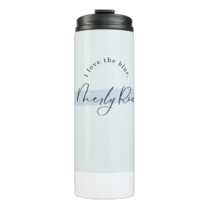 Merly Rose – minimalistisches blaues Pinselstrich- Thermosbecher
