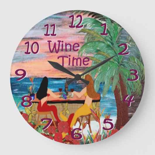 Mermade Wine Bar Wall Clock Große Wanduhr (Vorderseite)