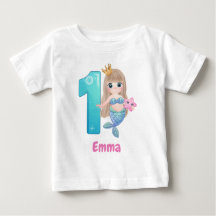 Mermaid 1. Geburtstag Baby T - Shirt