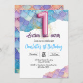 Mermaid 1. Geburtstag Einladung (Vorne/Hinten)