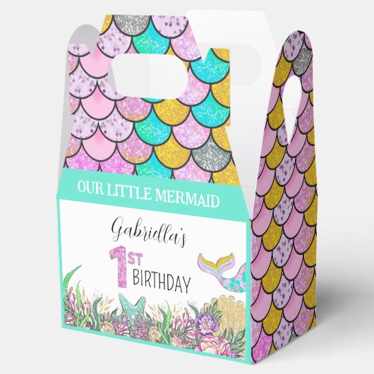 Mermaid 1. Geburtstag Geschenkschachtel (Geöffnet)