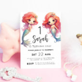 Mermaid 1. Geburtstag Party Einladung