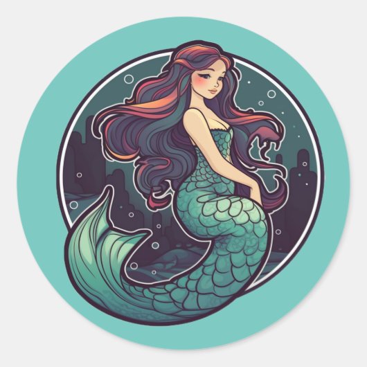 MERMAID #1 Magnet Runder Aufkleber (Vorderseite)