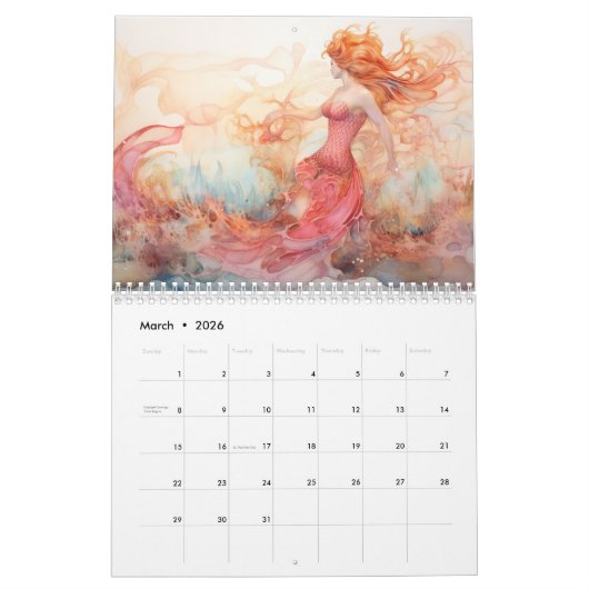 Mermaid 2025 Monatskalender Kalender (Mär 2026)
