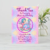 Mermaid 2. Geburtstag Ändern Text anpassen Dankeskarte (Stehend Vorderseite)
