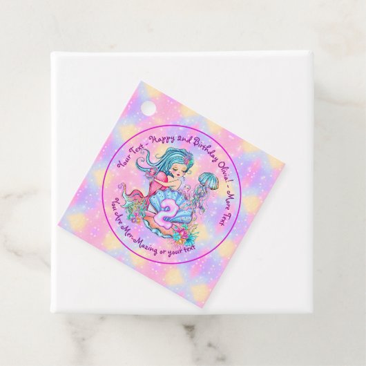 Mermaid 2. Geburtstag Ändern Text anpassen Geschenkanhänger (Beispiel)