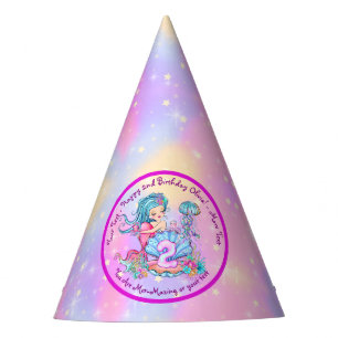 Mermaid 2. Geburtstag Ändern Text anpassen Partyhütchen