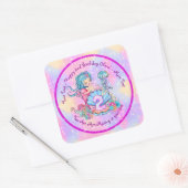 Mermaid 2. Geburtstag Ändern Text anpassen Quadratischer Aufkleber (Umschlag)