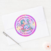 Mermaid 2. Geburtstag Ändern Text anpassen Runder Aufkleber (Umschlag)