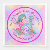 Mermaid 2. Geburtstag Ändern Text anpassen Serviette (Vorderseite)