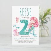 Mermaid 2. Geburtstag Einladung (Stehend Vorderseite)