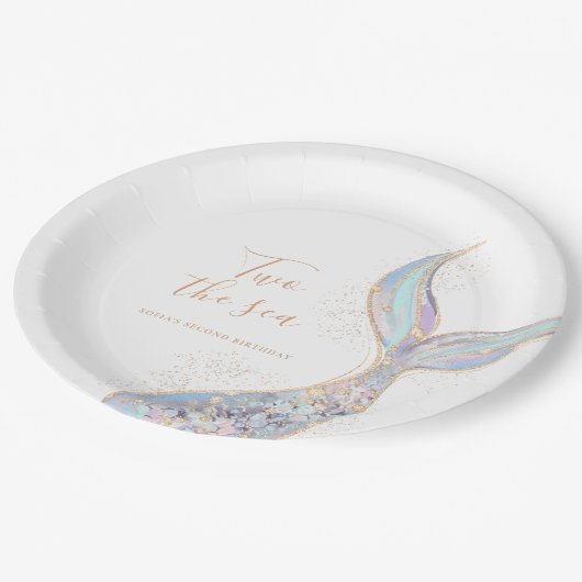 Mermaid 2. Geburtstag Pappteller (Schrägansicht)