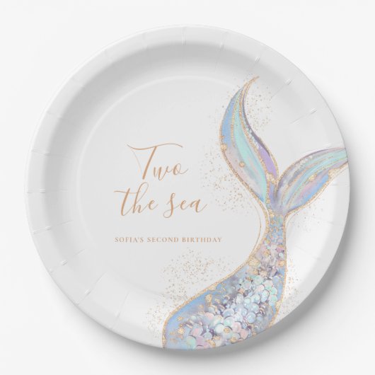 Mermaid 2. Geburtstag Pappteller (Vorderseite)