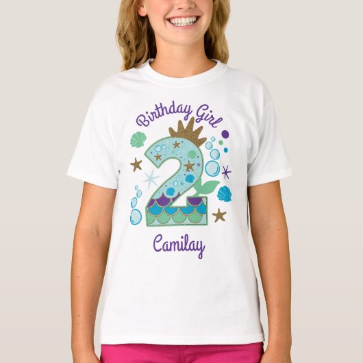 Mermaid 2. Geburtstag T-Shirt (Vorderseite)