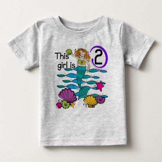 Mermaid 2. Geburtstag Tshirts und Geschenke (Vorderseite)