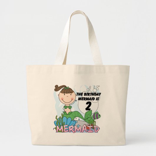 Mermaid 2. Geburtstag Tshirts und Geschenke Jumbo Stoffbeutel (Vorne)