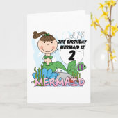 Mermaid 2. Geburtstag Tshirts und Geschenke Karte (Gelbe Blume)