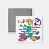 Mermaid 2. Geburtstag Tshirts und Geschenke Magnet (Vorderseite/Rückseite)