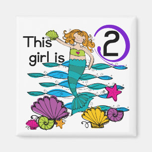 Mermaid 2. Geburtstag Tshirts und Geschenke Magnet
