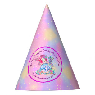 Mermaid 3. Geburtstag Ändern Text anpassen Partyhütchen