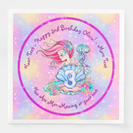 Mermaid 3. Geburtstag Ändern Text anpassen Serviette