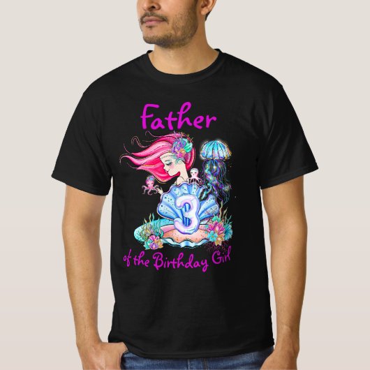 Mermaid 3. Geburtstag Ändern Text anpassen T-Shirt (Vorderseite)