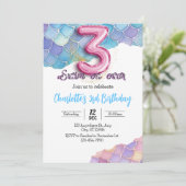 Mermaid 3. Geburtstag Einladung (Stehend Vorderseite)