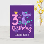 Mermaid 3. Geburtstag Karte (Gelbe Blume)