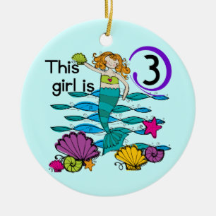 Mermaid 3. Geburtstag T Shirts und Geschenke Keramikornament