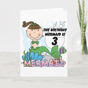 Mermaid 3. Geburtstag Tshirts und Geschenke Karte