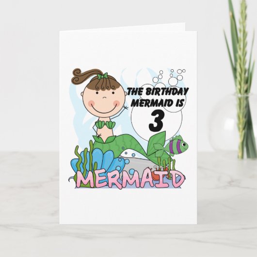 Mermaid 3. Geburtstag Tshirts und Geschenke Karte (Vorderseite)