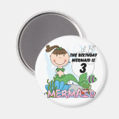 Mermaid 3. Geburtstag Tshirts und Geschenke Magnet (Vorderseite/Rückseite)