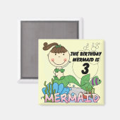 Mermaid 3. Geburtstag Tshirts und Geschenke Magnet (Vorderseite/Rückseite)