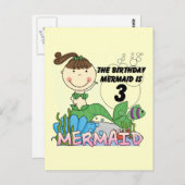 Mermaid 3. Geburtstag Tshirts und Geschenke Postkarte (Vorne/Hinten)
