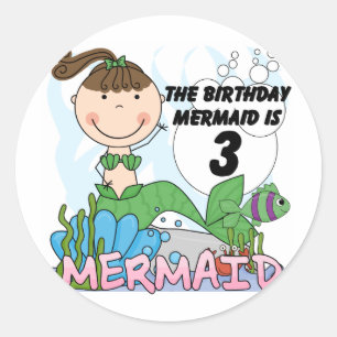 Mermaid 3. Geburtstag Tshirts und Geschenke Runder Aufkleber