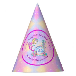 Mermaid 4. Geburtstag Ändern Text anpassen Partyhütchen