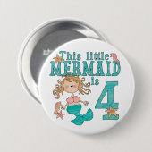 Mermaid 4. Geburtstag Button (Vorne & Hinten)
