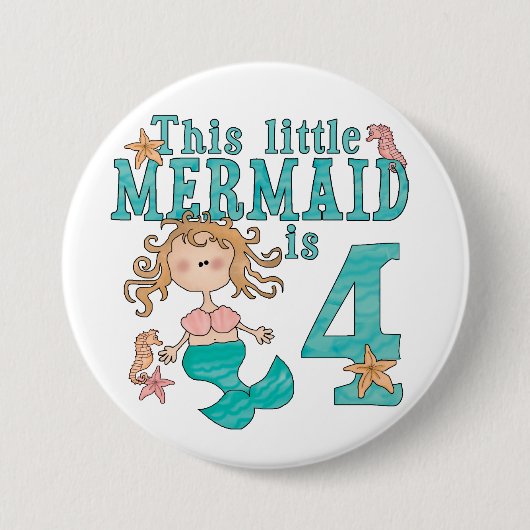Mermaid 4. Geburtstag Button (Vorderseite)