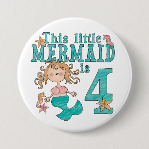 Mermaid 4. Geburtstag Button