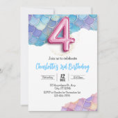 Mermaid 4. Geburtstag Einladung (Vorderseite)