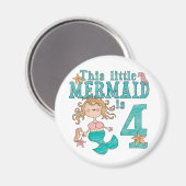 Mermaid 4. Geburtstag Magnet (Vorderseite/Rückseite)