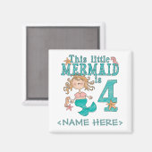 Mermaid 4. Geburtstag Magnet (Vorderseite/Rückseite)