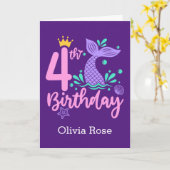 Mermaid 4. Personalisierter Geburtstag Karte (Gelbe Blume)