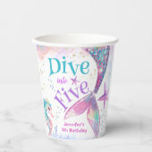 Mermaid 5. Geburtstag Tauchen in fünf Papier Pappbecher (Vorderseite)