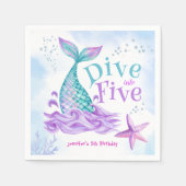 Mermaid 5. Geburtstag Tauchen in fünf Papier Serviette (Vorderseite)